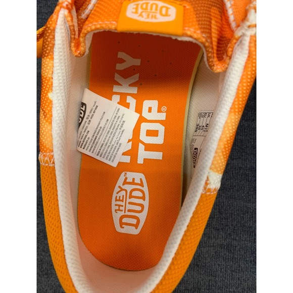 Hey Dude Wally Tri Tennessee Orange White Mens Size 12 Loafers 43032-846 NEW - Picture 3 of 14